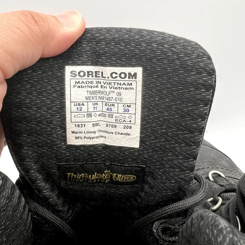 SOREL Timberwolf Waterproof Winter Snow Boots Mens Size 12 Thinsulate Insulated
